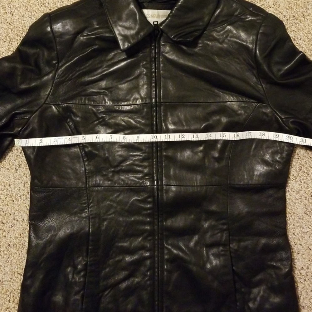 Jones New York Genuine Leather Jacket Large Petite - Picture 6 of 7